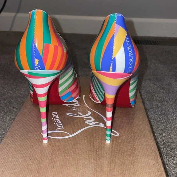 Christian Louboutin Multicolor Striped Heels - Picture 3 of 7